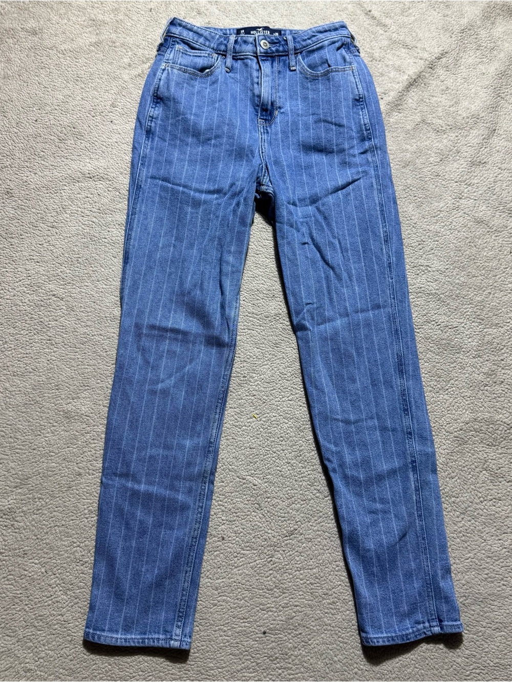 Hollister Jeans Womens 3 Ultra‎ High Rise Mom Blue Denim Striped Stretch 23x28